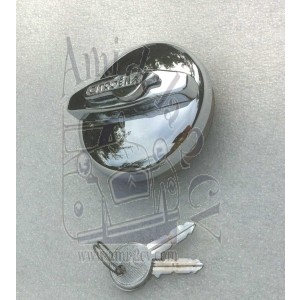 Bouchon de réservoir chromé avec clé et logo pour 2cv Type A et AU avril 1954 Traction avant Juillet 1952