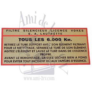 Autocollant filtre à air Vokes Traction 11CV