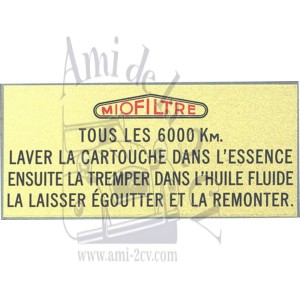 Autocollant Miofiltre pour filtre à air Traction 11cv