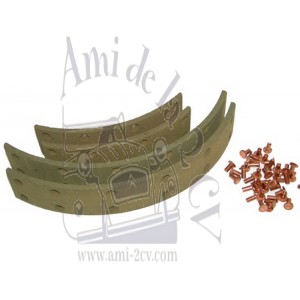 Jeu de 4 garnitures de mâchoires de freins arrière ou avant Traction 11cv avec rivets