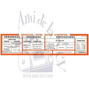 Notice orange de volet de boîte à gants  Traction 11CV BN