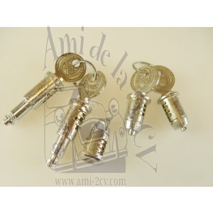 Jeu de 5 barillets de serrures  + contact Traction 11 et 15cv