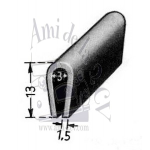Profil d'étanchéité de pare brise en cavalier sur la baie Traction 11 et 15cv    