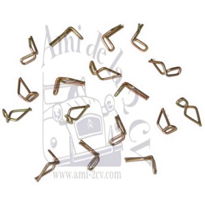 Jeu de 16  agrafes d'enjoliveur de jonc de calandre Traction 11 et 15cv