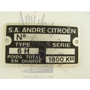 Plaque constructeur Traction 15cv et Hy livraison gratuite en France continentale