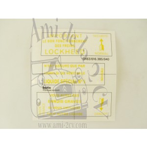 Etiquette de réservoir de liquide de freins Traction 11 et 15cv