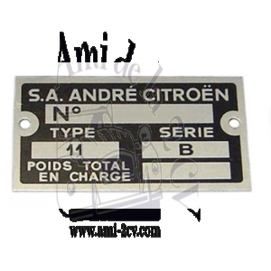Plaque constructeur Traction11B