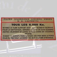 Autocollant filtre à air Vokes Traction 11CV